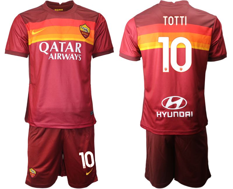 Men 2020-2021 club AS Roma home #10 red Soccer Jerseys